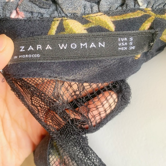 ZARA Floral Ruffle High Neck Mini Dress Size S - Picture 6 of 6